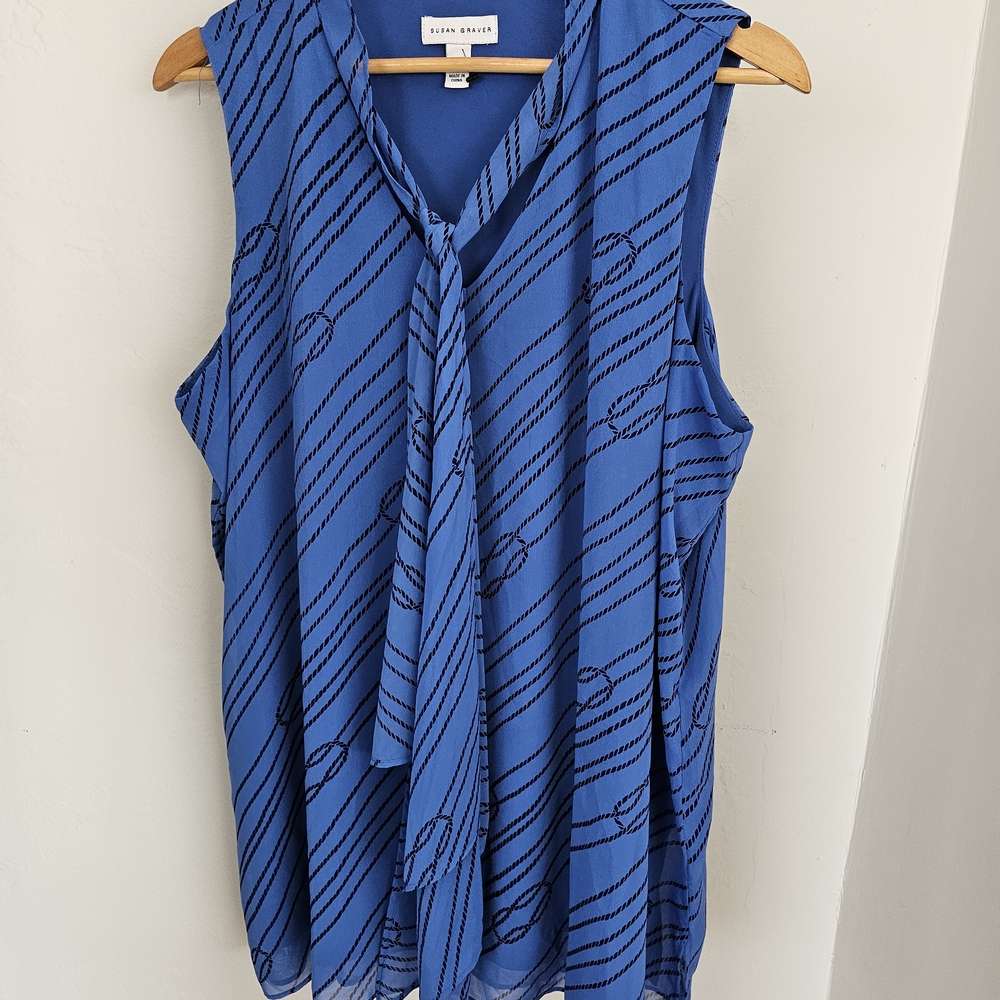 Beautiful Flowy Blue Sleeveless Top